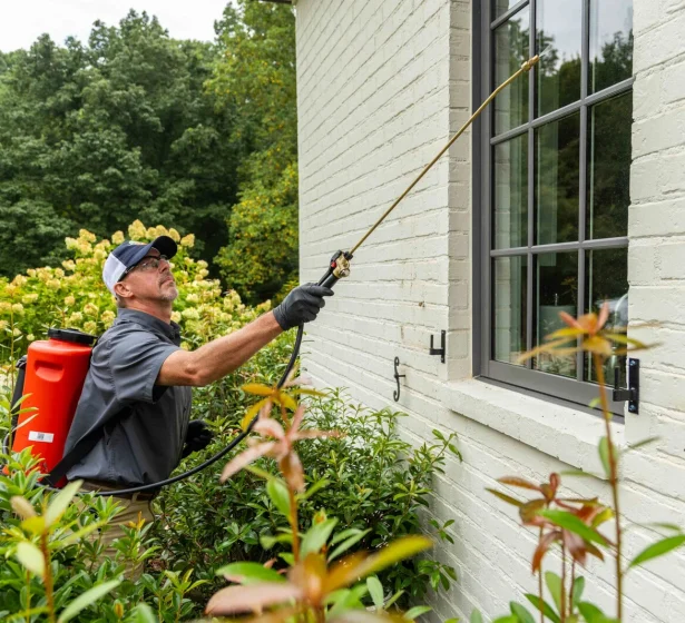 pest control tech crew spray tank treatment home front entry perimeter 12